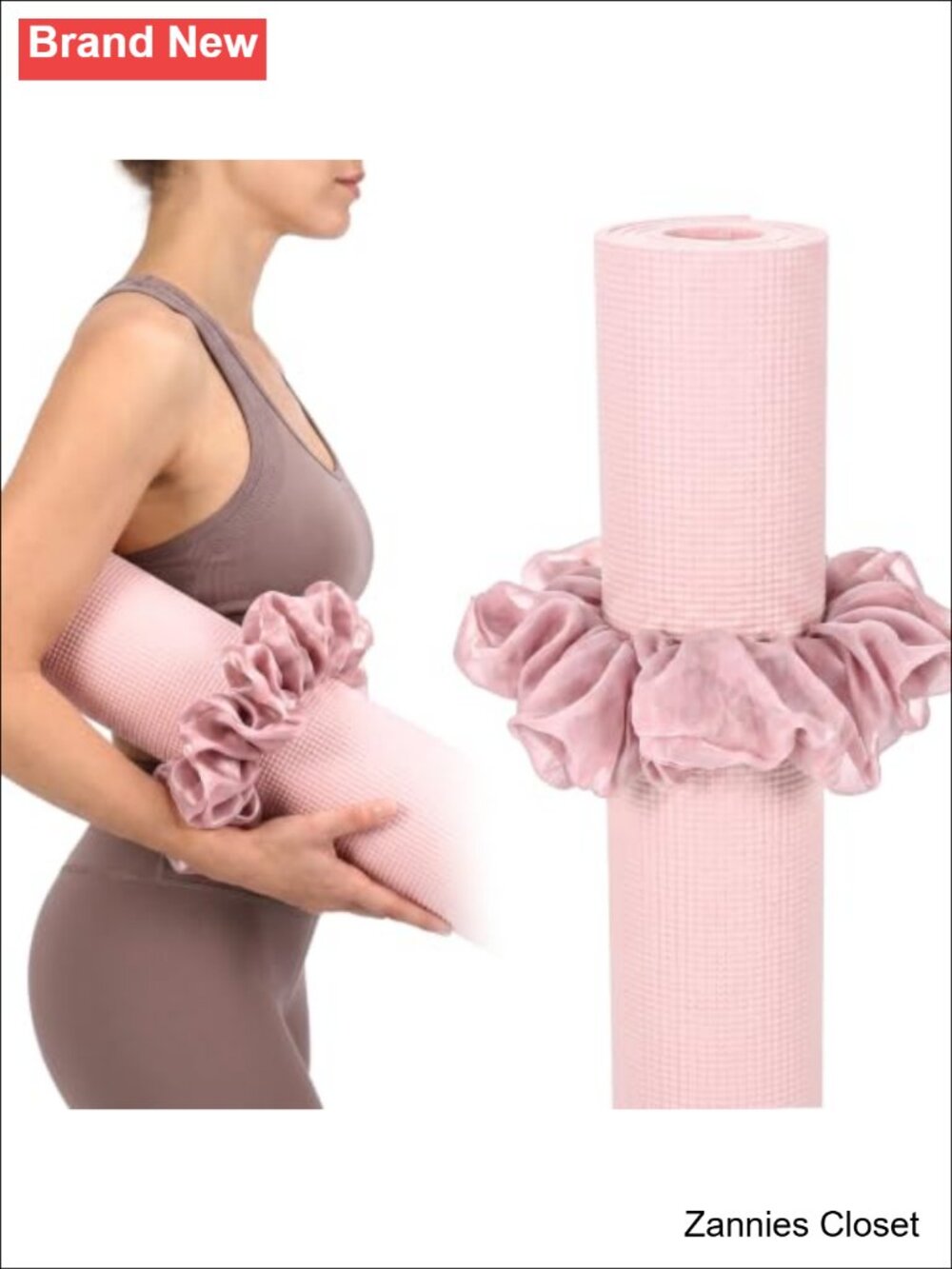 ✨ Velvet Yoga Mat Scrunchie & Carrying Strap – Elastic Hair Tie & Mat Fastener
